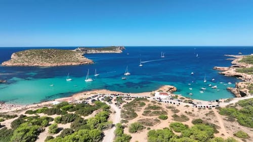 Ibiza Turquoise Waters at Cala Bassa Aerial View