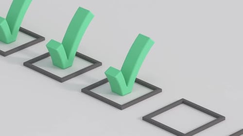 Check boxes are getting filled. 3D render animation