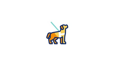 Animated Minimalist Dog Icon with Leash Motion Graphic