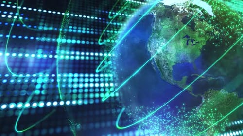 Global Technology Network with Rotating Earth and Digital Grid