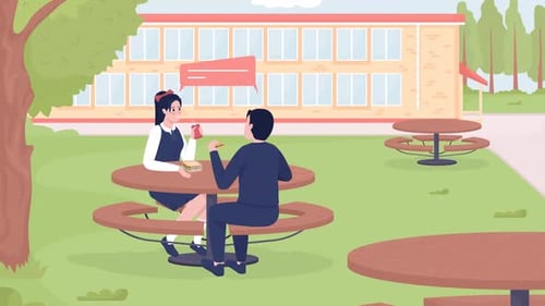 Animated School Lunch Outdoors