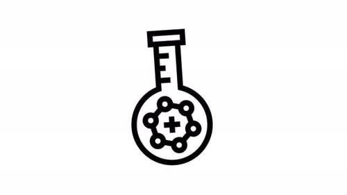 Animated Line Art Flask and Molecule Icon