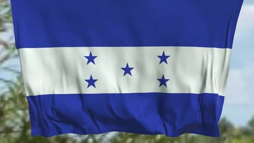 Honduras Flag Waving in the Wind with Outdoor Background
