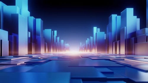 Futuristisches Stadtbild mit reflektierenden Wolkenkratzern