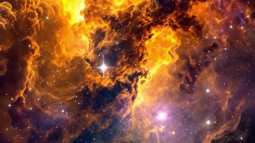 Abstract Fiery Nebula and Sparkling Stars Background Loop