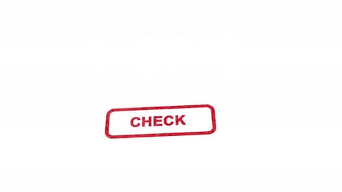 Red 3D Stamp Creates Grunge Check Mark Animation