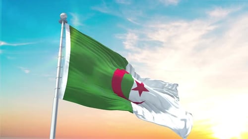 Algeria Flag Waving Realistic