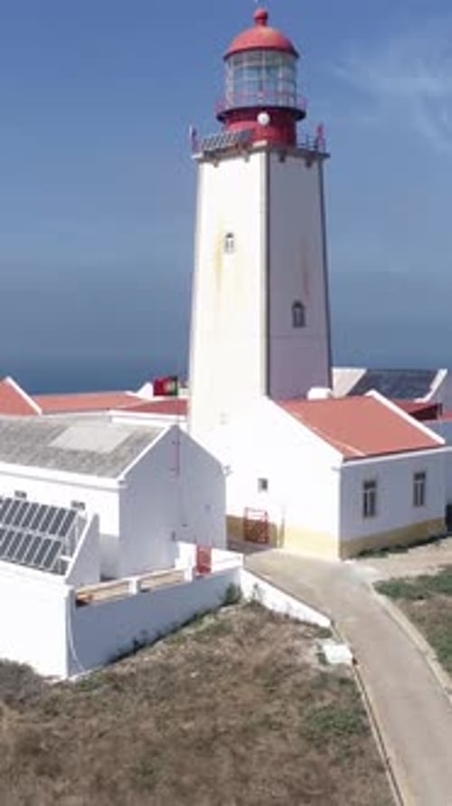 Vertical Video of Berlengas Island Lighthouse in Peniche, Portugal.