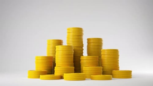 Gold Coins Stacking and Piling Up Animation