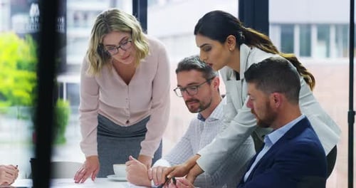 Teamwork or collaboration, colleagues work together and in office at work