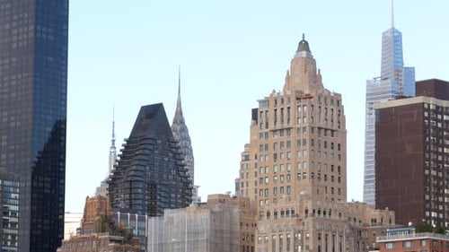 New York City Skyline Manhattan Midtown Skyscrapers Cityscape From Roosevelt Island