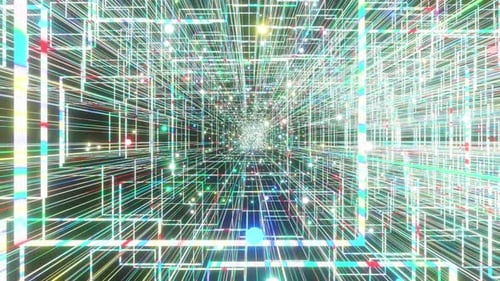 Colorful Digital Cyberspace With Flowing Numbers Ones and Zeros 3d render. Binary System Big Data