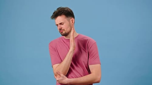 Man Ponders Difficult Question Massaging Chin with Fingers