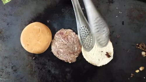 Making a Burger on a Flat Top Grill