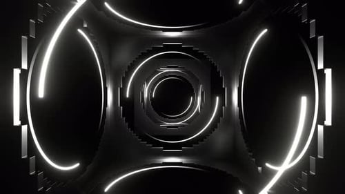 White Neon Lights In Holes Of Squares Background Vj Loop In 4K