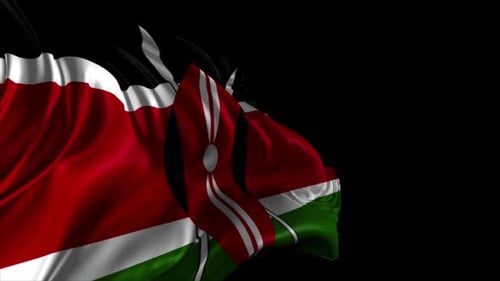 Waving Kenya Flag Animation on Black Background
