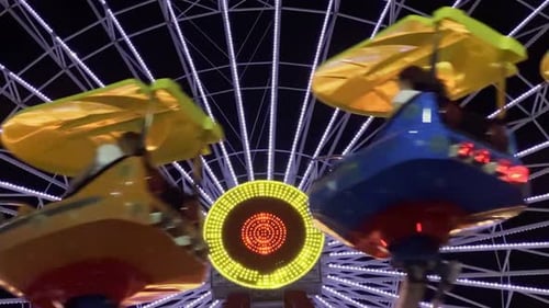 Amusement Park Happy Times Place At Night 02
