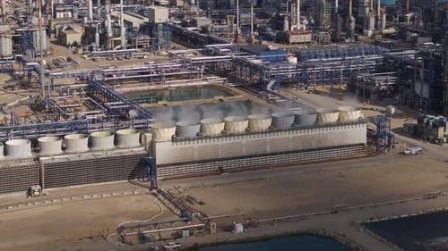 Expansive Industrial Factory Facility Viewed from Above in Daylight