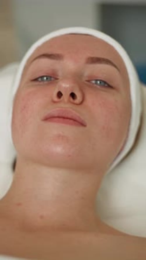 Portrait of a Woman with Facial Skin Problems in Cosmetology