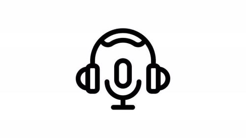 Minimalist Animated Line Art Microphone and Headphones Icon
