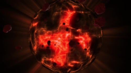 Realistische 3D-Animation eines langsam rotierenden roten Planeten