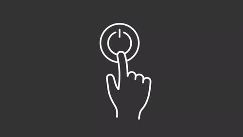 Minimalist Line Icon Hand Pressing Power Button Animation