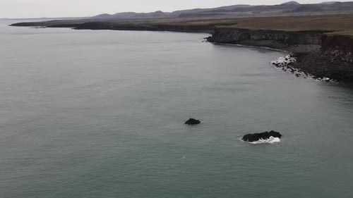 Aerial view over Krísuvíkurberg Cliffs, Iceland