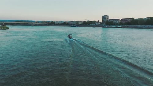 Boat travelling in the danube river