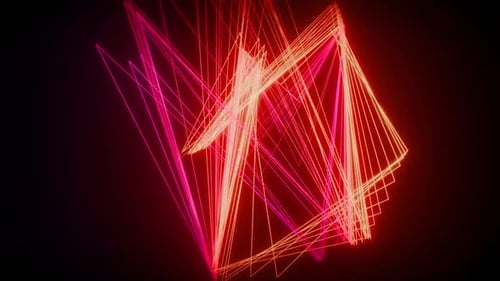 Abstract Neon Geometric Lines Rotating Loop Background