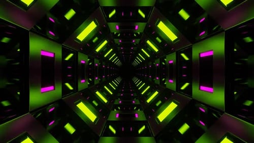 Verspiegelter achteckiger Tunnelhintergrund VJ Loop in HD in Rosa und Limette