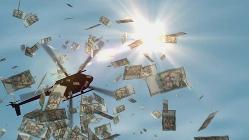 Armenia Dram AMD banknotes helicopter money dropping