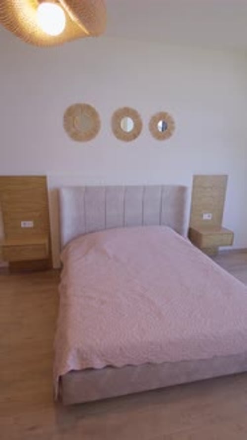 Minimalist interior design of modern living room in cottage in forest.