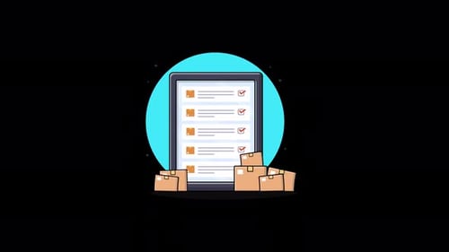 Animated Tablet with Delivery Boxes for Order Tracking
