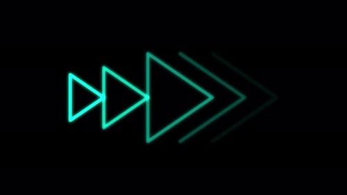 Animation of Blue Neon Arrow Pointing Right on black background