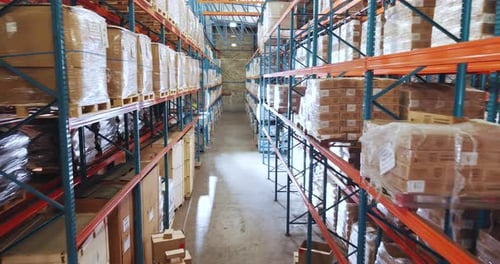 Logistics, shipping and warehouse with inventory, stock or storage for delivery and industry