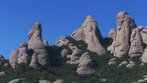 Aerial View of the Benedict Church Abbey of Monserrat From Barcelona Spain