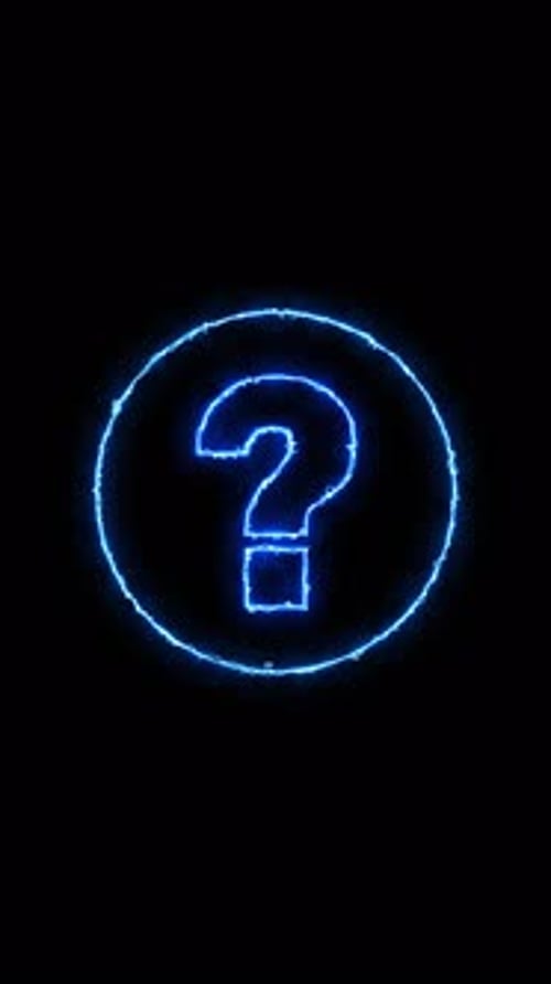 Animated Neon Blue Question Mark Icon Reveal