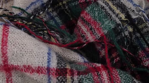 Close Up of Multicolored Woven Plaid Material