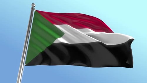 Realistic Waving Flag on Flagpole with Blue Sky