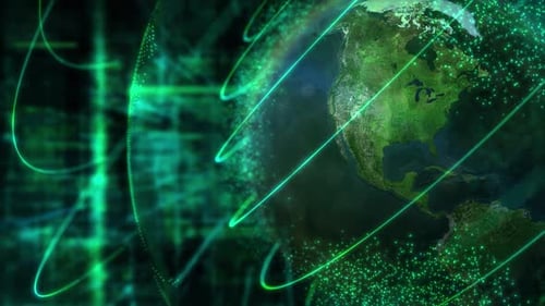 Der Planet Erde in der virtuellen Umgebung der Informationstechnologie