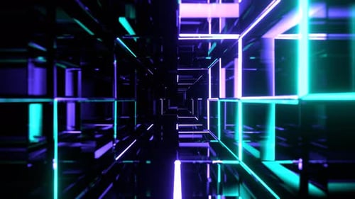 Turquoise And Purple Beautiful Abstract Neon Infinity Background Vj Loop In 4K