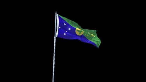 Christmas Island Flag Waving on Black Background