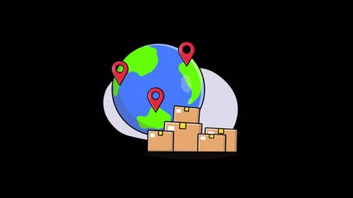 Animated Global Shipping and Delivery Icon with Location Pins