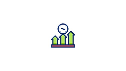 Animated Flat Design Corporate Growth and Time Management Icon