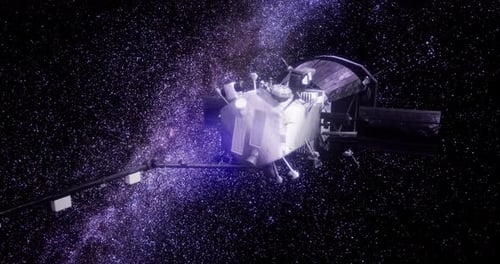 Detailed Spacecraft Traveling Through a Star-Filled Cosmos
