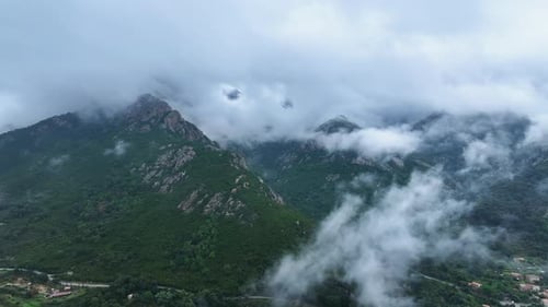 Misty mountain landscape captured in the early morning light