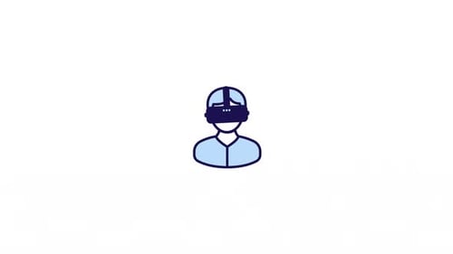 Person Wearing VR Headset Flat Design Icon Animation
