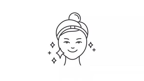 Skincare Face Cleansing Icon Animation with Sparkle Effect