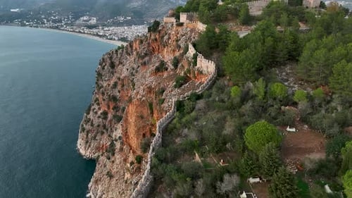 Dramatic Color Aerial View From Fortress in Alanya City