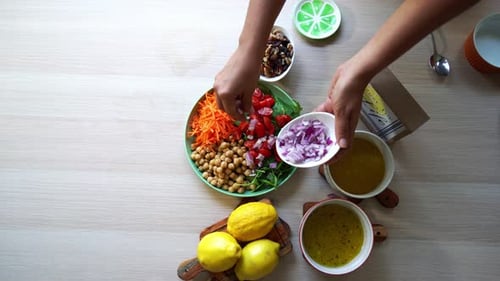 Preparing Colourful and Nutritious Salad Bowl at Home